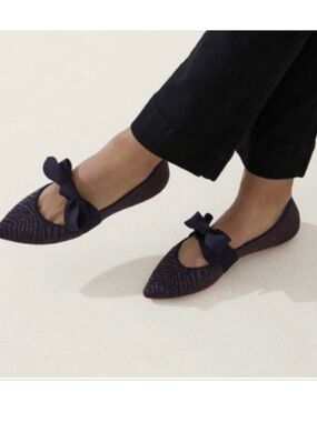 Women's Rothy's The Point Mary Jane Flats with a Bow inTwilight Metalic Size 9